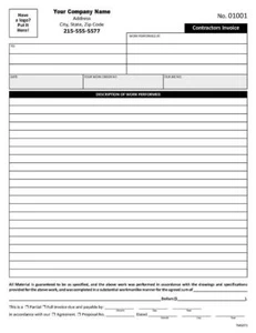 100 Contractors Invoice Estimate Forms / 2 Part Carbonless / TMG073 - Picture 1 of 1