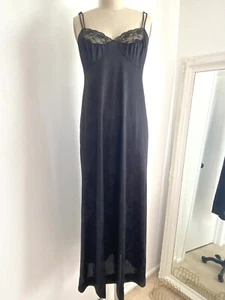 Vintage 70s Slip Nightgown Small Black Floral USA J C Penney Intimates Jolie Two - Picture 1 of 6