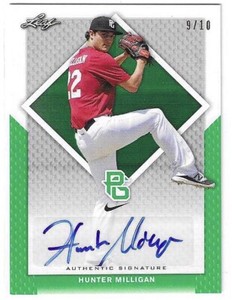 2016 PERFECT GAME NATIONAL SHOWCASE HUNTER MILLIGAN GREEN AUTO #BA-270 9/10 