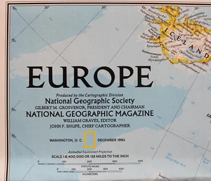 Europe National Geographic Map December 1992 - Picture 1 of 3