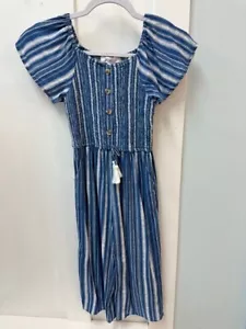PREOWNED JAPNA GIRLS BLUE WHITE STRIPE ROMPER SIZE 10 - Picture 1 of 4