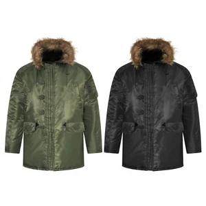 N3B Parka Vintage Classic Army Military Style Padded Winter Snorkel Hooded Coat - Picture 1 of 25