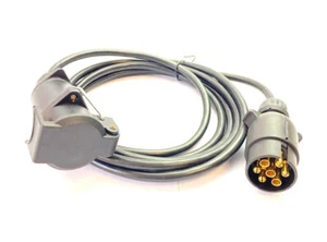 3 Meter 7 Pin 12n Trailer Towbar Light Extension Lead Cable Plug & Inline Socket - Picture 1 of 3
