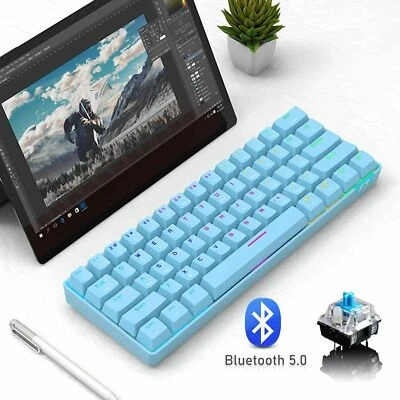 61-Key 60% RGB Rainbow Mechanische Gaming-Tastatur Wired / Wireless Bluetooth - Bild 1 von 4