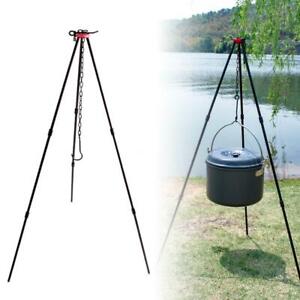 Folding Outdoor Campfire Cooking Tripod Grill Grate Stand Camping Fire Pit UK