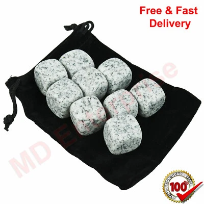 9 x Gin Stones Chilling Rocks Ice Cubes Drinks Beverage Cooler Whiskey Reusable - Image 1 of 4