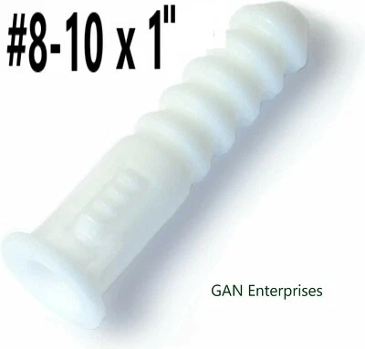 Anclajes de plástico acanalado blanco #8 - #10 x 1", con o sin tornillos #10 x 1" Foto 1 de 4