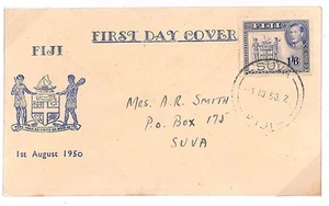 FIJI KGVI First Day Cover Suva 1/6 Scarce Illustrated FDC 1950 {samwells}Y185 - Picture 1 of 3