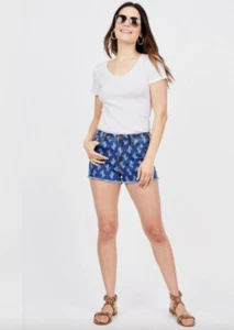 MODCLOTH Damen-Jeansshorts BEHEIZT KONVERSATION Kaktusdruck Denim roher Saum Gr. 16 - Bild 1 von 4