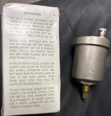 Taco 400 HY-VENT Automatic Hot Water Air Vent 1/8 In NPT 150 PSI NEW - Image 1 of 4