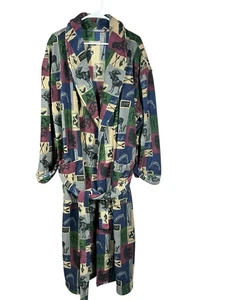 Croft & Barrow Lumberjack Fleece Robe One Size Multicolor Lodge Cabin Moose Bear - Picture 1 of 13
