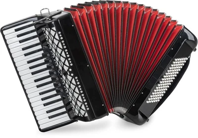 B-WARE 96 Bass Piano Akkordeon Schüler Tasten Akkordeon 3-chörig Gigbag Schwarz - Bild 1 von 4