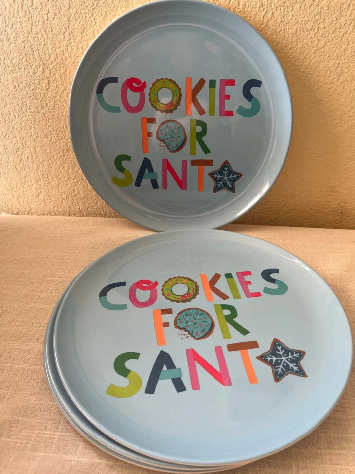 Target 10" Blue Dinner Plates 2 Pack Christmas "Cookies For Santa" Melamine