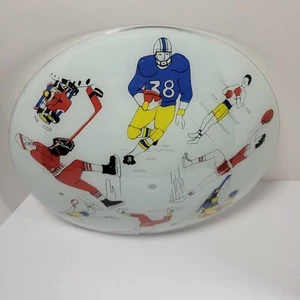 MCM Sports Theme Glass Light Shade Ceiling 15" Diameter Cool Vintage 1960's - Picture 1 of 12