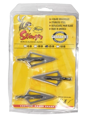 Stinger 125 Grain 4 Blade Broadhead 2-3/16" L x 1-1/8" 3 Pack MASS1254 Tools - Image 1 of 4