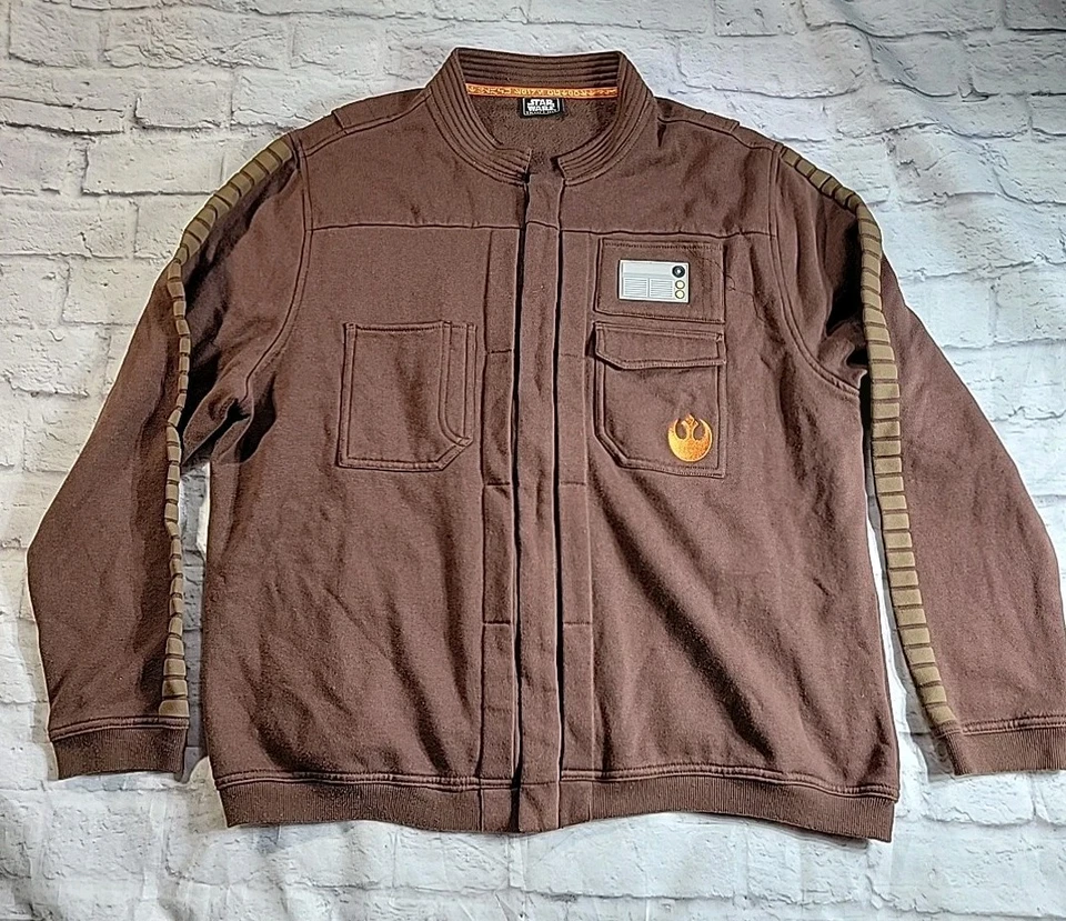 Chaqueta Star Wars Galaxy's Edge Talla XL Marrón Cremallera Completa Resistencia Rebelde Vellón Foto 1 de 4