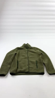 Chaqueta polar J.Crew Sherpa para mujer pequeña verde a presión frontal soporte cuello bolsillos Foto 1 de 4