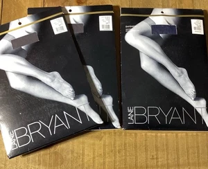 3 Pr Lane Bryant Daysheer Pantyhose E 250-300 Lb Navy & Off Black - Picture 1 of 10