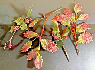 4 PICOS FLORALES BAYAS DE FRUTAS AZÚCAR ORO DORADO HOJAS DE SALVIA NAVIDAD VINTAGE Foto 1 de 4