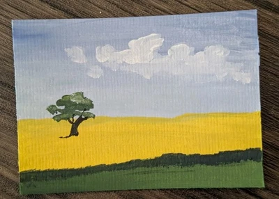 ACEO Original Art Card 2.5 x 3.5, Gouache, Landscape, Nature, Field Katie Mart - Image 1 of 2