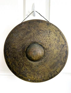 Antique Heavy Bronze Burmese Nipple Temple Gong- Original Patina - Picture 1 of 9