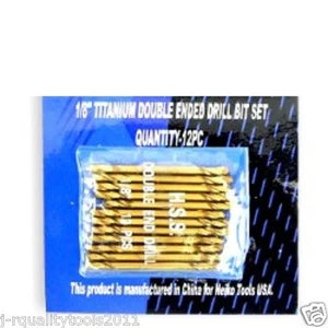 12 PC DOZEN OF 1/8" INCH BULK TITANIUM DOUBLE END ENDED STUBBY STUB DRILL BITS - Picture 1 of 1