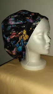 Colorful Butterflies Medical Surgical Bouffant Scrub Hat SIZES S,M,L - Picture 1 of 2