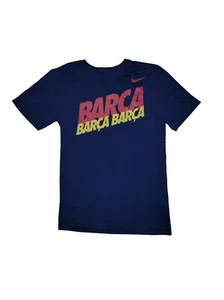 Nike FC Barcelona Core Type Athletic Cut Short Sleeve T-Shirt Mens Size Small - Picture 1 of 5