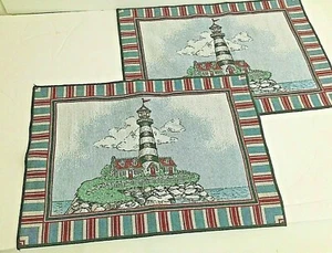 "Tapiz de decoración náutica faro cielo nubes de agua 2 manteles 17,5"" x 12" - Imagen 1 de 12