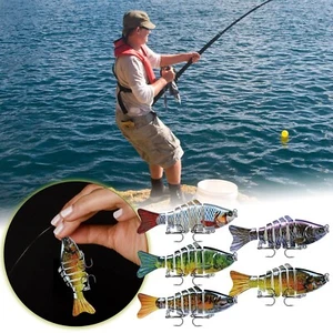 Lifelike Eyes 6 Segment Bionic Bait Treble Hooks Crucian Carp Fishing Lure - Picture 1 of 18