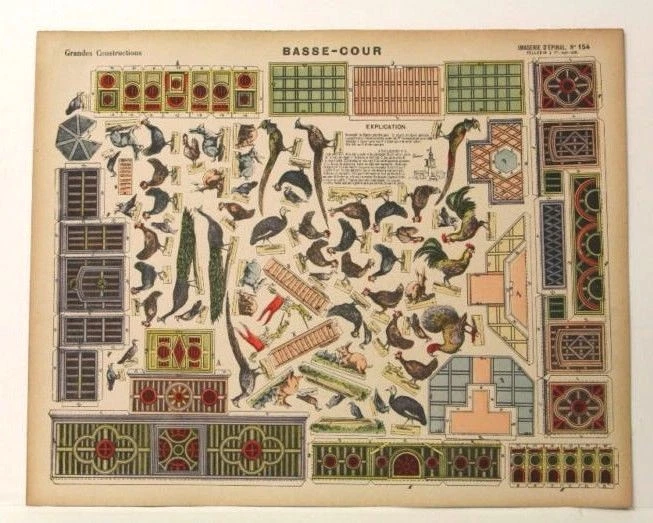 Imagerie D’Epinal Nº 154 Basse-Cour, Grandes Construcciones Juguete Modelo Papel  Foto 1 de 1