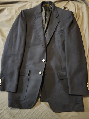 Chaqueta a medida Palm Beach para hombre mediana negra dorada botón blazer ajuste a medida Foto 1 de 4