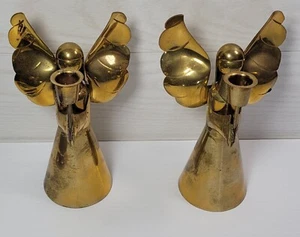 Brass Vintage Angel Candle Holders made in Mexico - Picture 1 of 7