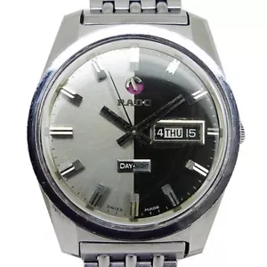 Wristwatch USED Rado Day Night 11847 SS Automatic Men 38mm Dial Silver Black - Picture 1 of 8