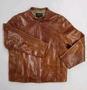 Golden Bear Sportswear Leather Moto Racer Band Jacket Men's Amber RARE Collab - Picture 1 of 24