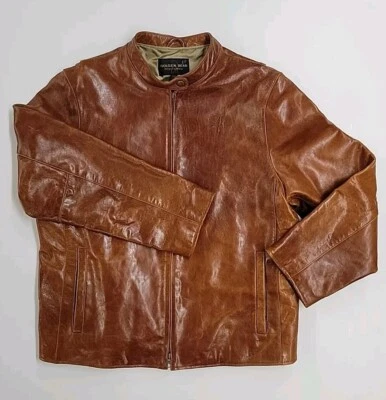 Chaqueta Golden Bear Ropa Deportiva Cuero Moto Corredor Banda Para Hombre Ámbar RARA Colaboración Foto 1 de 4