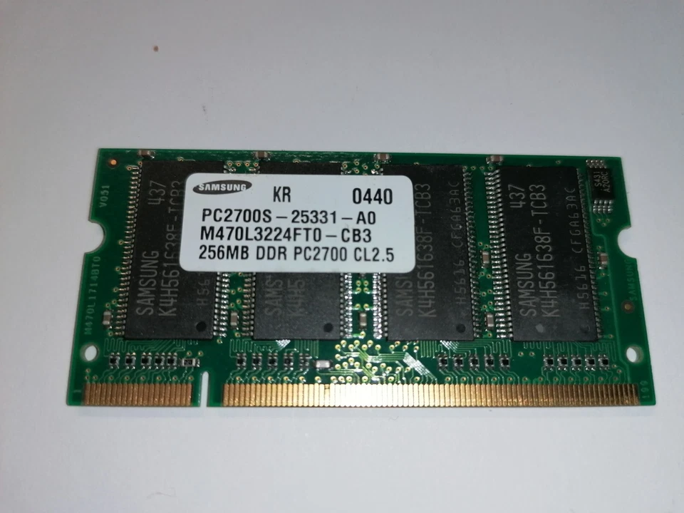 Samsung 256MB DDR PC2700S SO-DIMM Laptop RAM Memory Module - Image 1 of 1