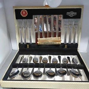 Cubiertos de acero inoxidable vintage retro FIRTH 24 piezas Sheffield Inglaterra originales - Imagen 1 de 19