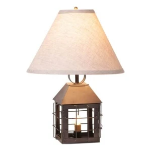 Colonial Lantern Lamp with Linen Shade - Picture 1 of 2