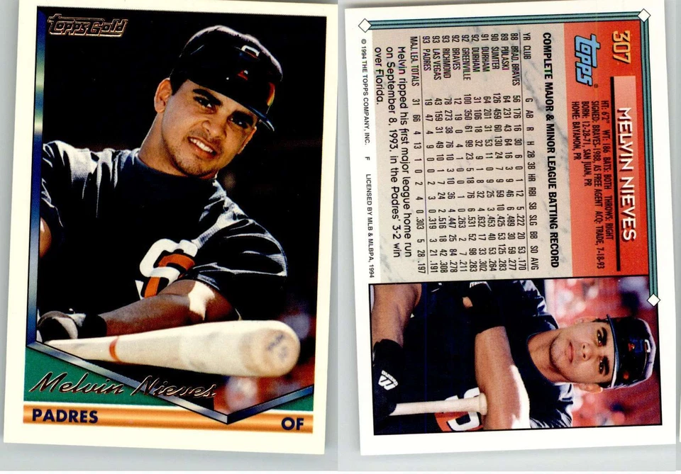 Melvin Nieves 1994 Topps Gold #307 Padres - Image 1 of 1