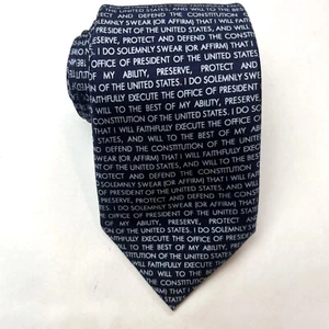 Oath Of Office US President Mens Tie  100% Silk Navy Blue Necktie 3.5"×58.75" - Picture 1 of 11