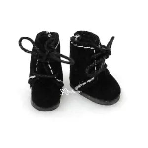 SBB008BLK 2.2cm Mini Zapatos Botas Flocadas Negro Ajuste Middie Blythe Obitsu Muñeca 11cm - Imagen 1 de 6