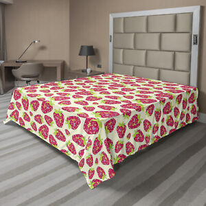 Ambesonne Strawberry Flat Sheet Top Sheet Decorative Bedding 6 Sizes