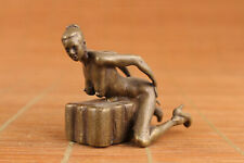 Collection chinese bronze hand cast girl art statue table decoration