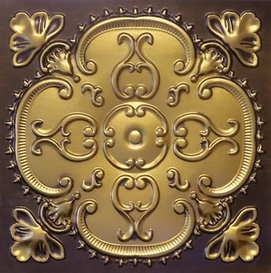 Deckenfliese in Zinnoptik zum Aufkleben Drop In PVC 50 Stück - D217 Antik Messing - Bild 1 von 2