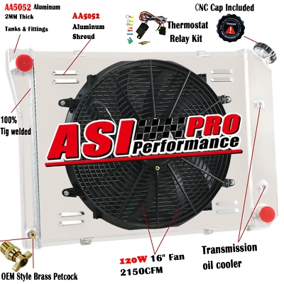 4 ROW Radiator Shroud Fan For Chevy Camaro Chevelle El Camino/Monte Carlo. Foto 1 de 4