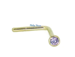 Genuine 9ct Yellow Gold 1.5mm created amethyst Nose Stud Ring Bone Martini set - Picture 1 of 9