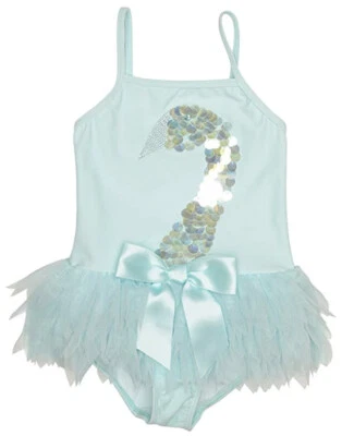 Biscotti Girl's UPF 50 One Piece Swimsuit Aqua (Swan) - Image 1 of 2