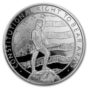 BIG & HEAVY 5 oz Silver Round .999 Pure Second Amendment Coin Right to Bear Arms - Picture 1 of 2