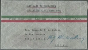 1940 WWII Cover Mexico City to Shanghai China via Victoria Hong Kong Pan Am - Picture 1 of 2